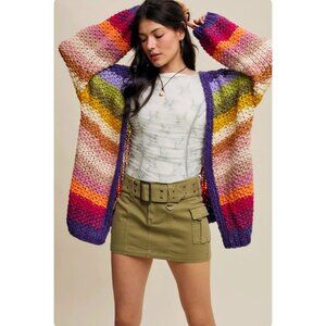 Listicle Hand Crochet Colorful Cardigan